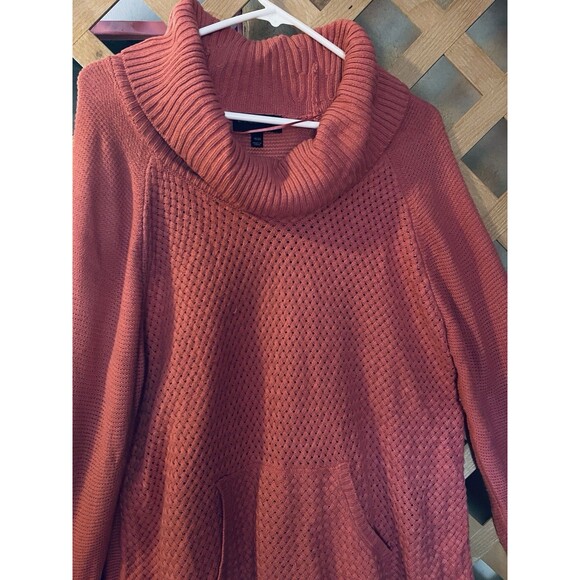 LANE BRYANT Cowl Neck Basket Weave Coral Sweater Roo Pocket 18/20 - Picture 3 of 9
